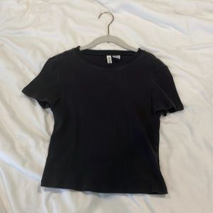 Divided h&m ribbed black cropped shirt (womens)
